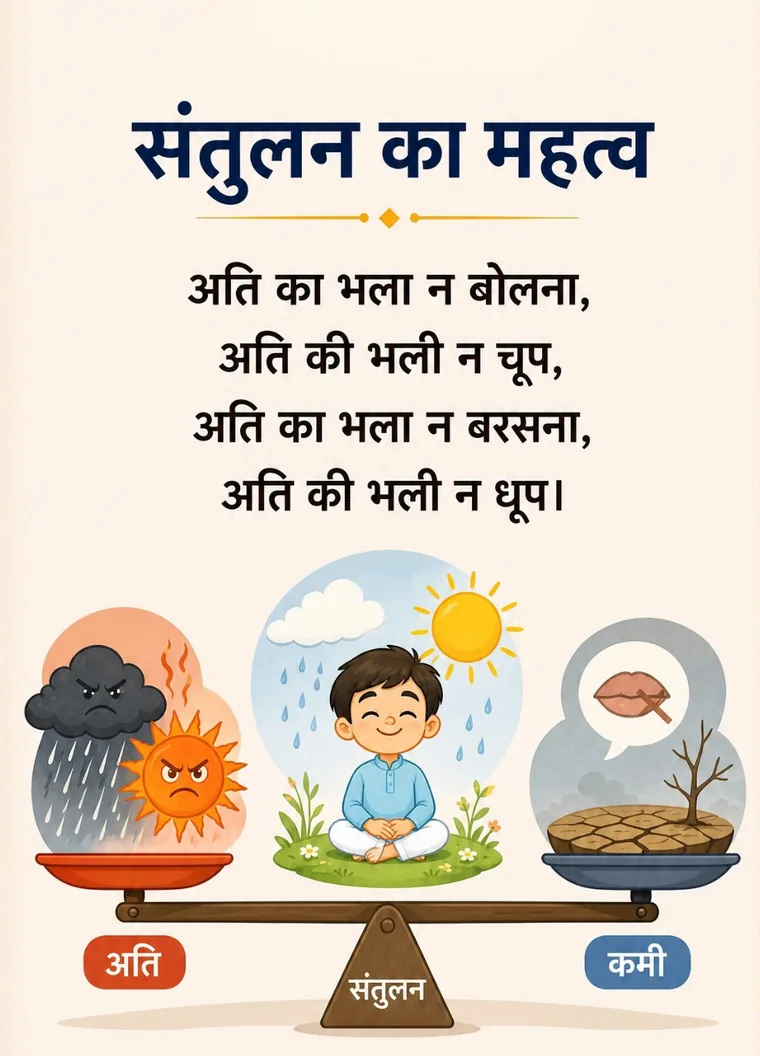 Ati Ka Bhala Na Bolna Little Kabir song poster about balance and moderation