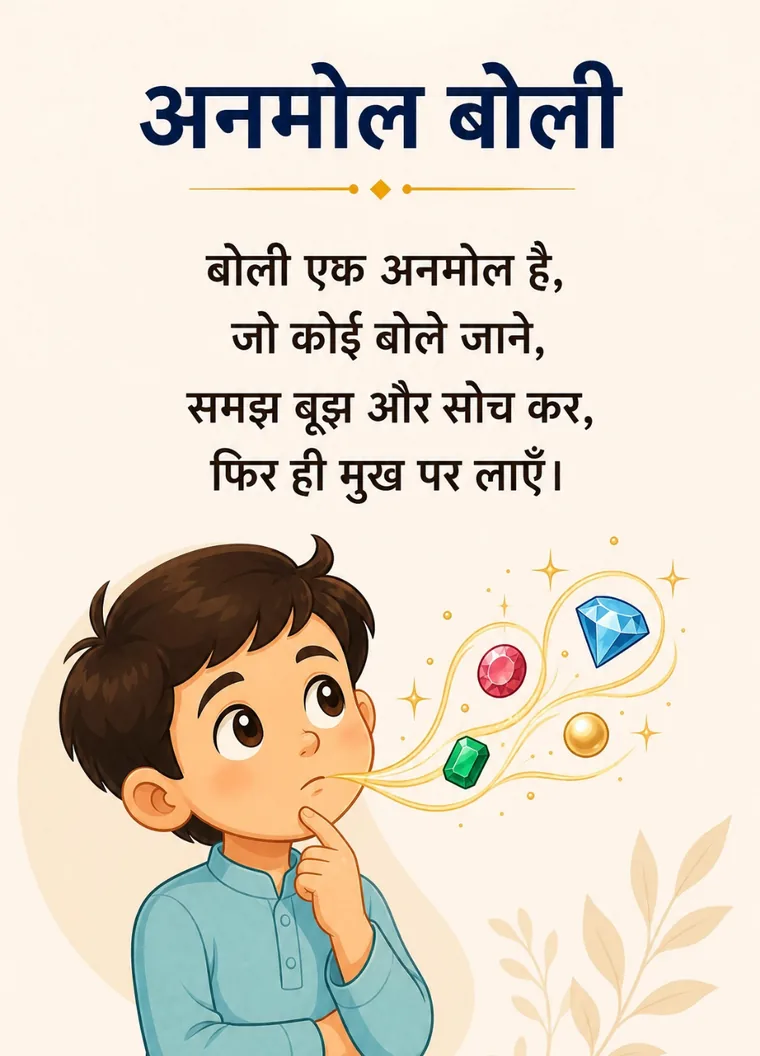 Boli Ek Anmol Hai Little Kabir song poster about careful and kind speech