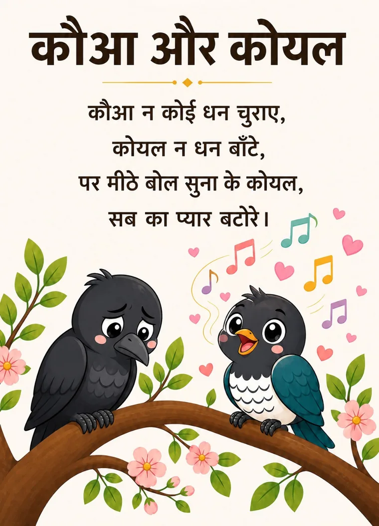 Kauwa Aur Koyal Little Kabir song poster about sweet words winning hearts