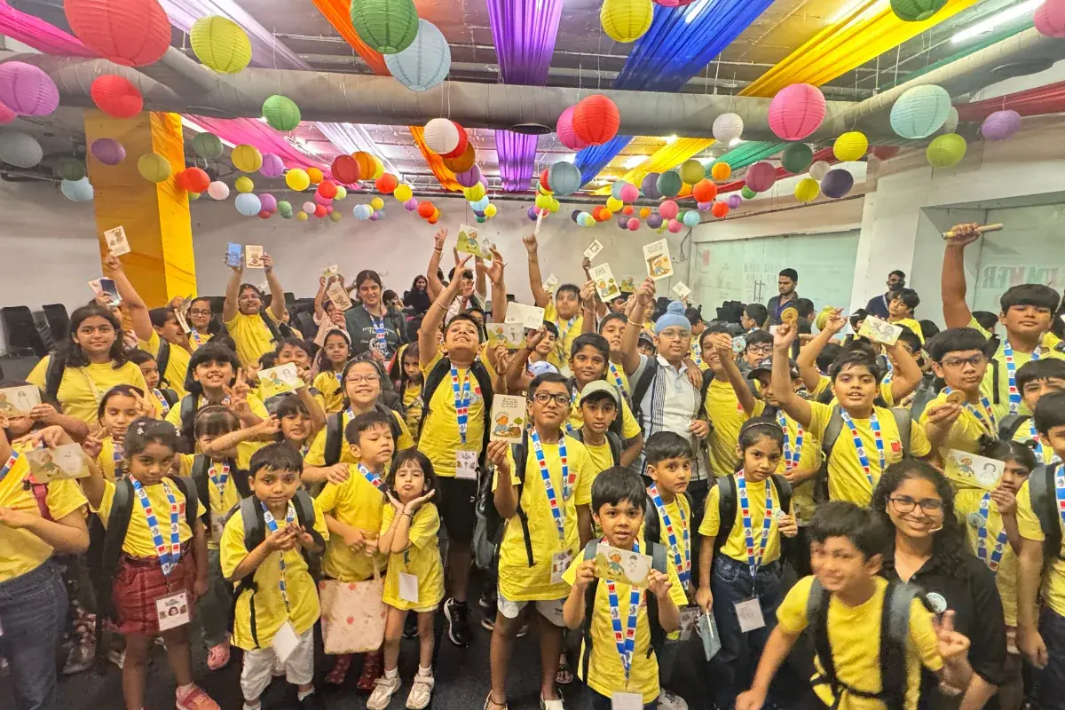 A child's face the moment a doha lands during a K4K summer camp session at Ambience Mall Vasant Kunj